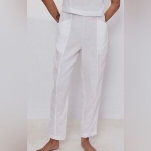 Lunya Woven Linen Tapered Pant White Medium